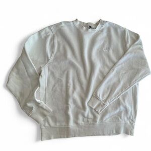 Nike Adult Unisex Large Off White Cream Fleece Crewneck Sweatshirt EUC